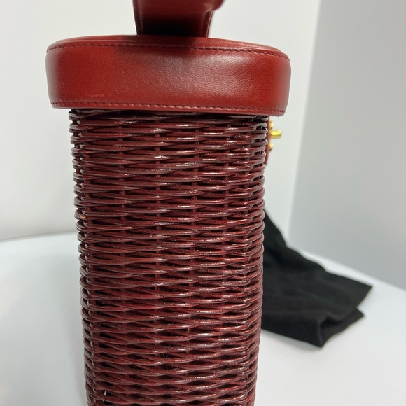 Chanel VINTAGE Burgundy Wicker Picnic Basket Shoulder Bag - Picture 3 of 12